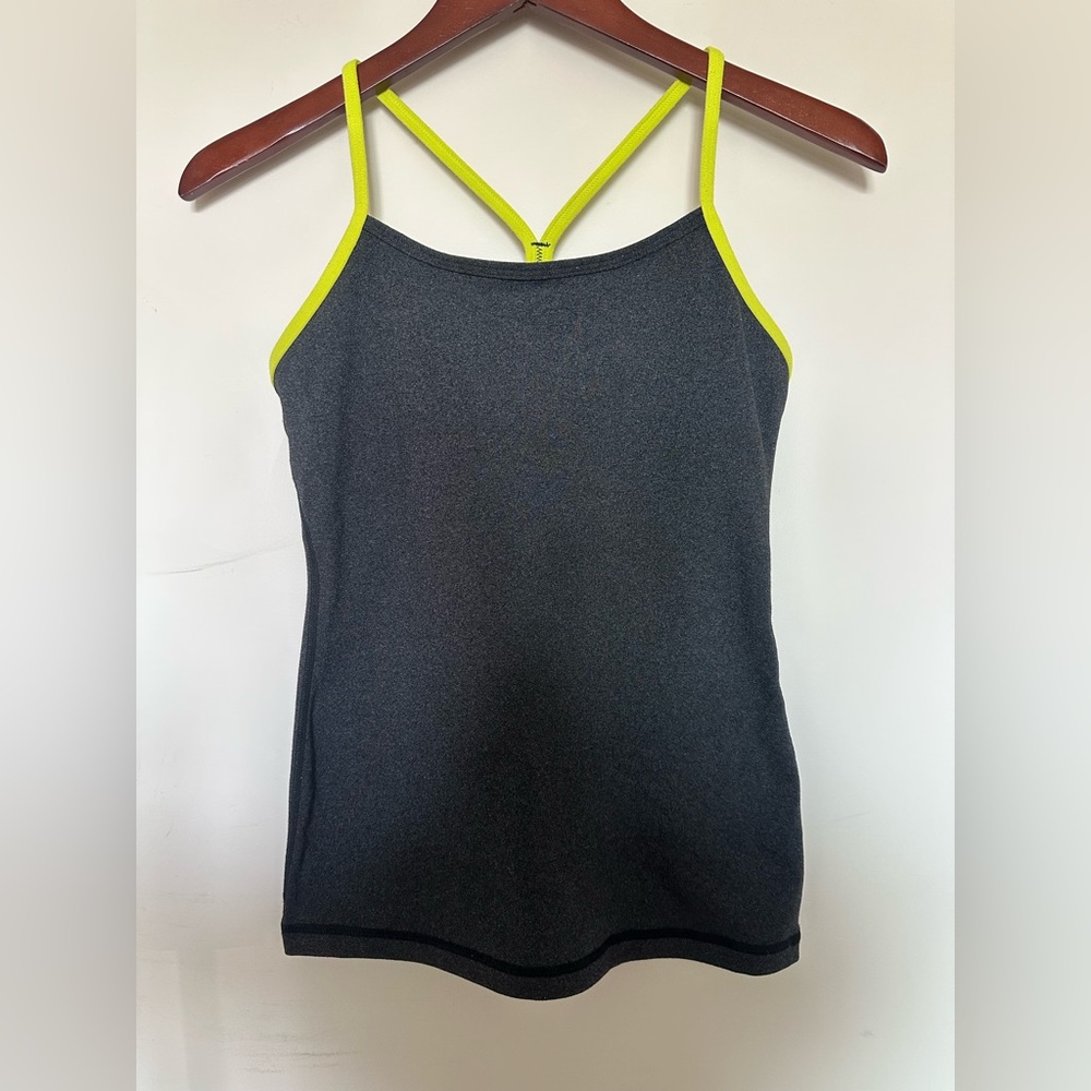 lululemon athletica Gray Tank Top with Yellow Straps women size 6‎